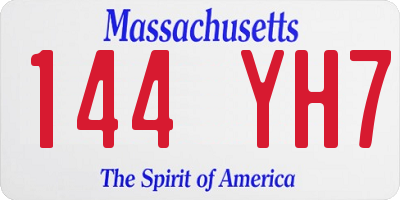 MA license plate 144YH7