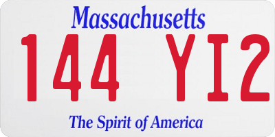 MA license plate 144YI2
