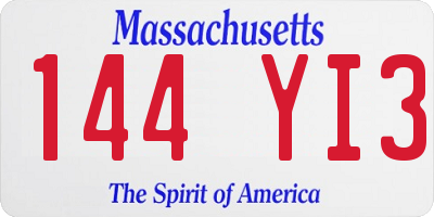 MA license plate 144YI3