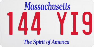 MA license plate 144YI9