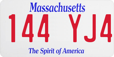 MA license plate 144YJ4