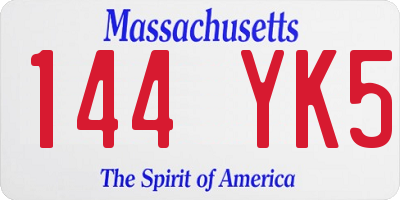 MA license plate 144YK5