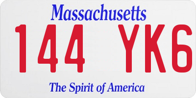MA license plate 144YK6