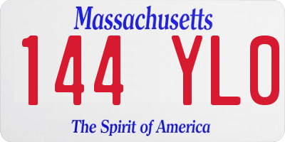 MA license plate 144YL0
