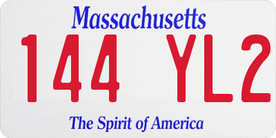 MA license plate 144YL2