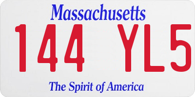 MA license plate 144YL5