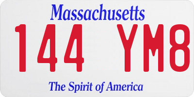 MA license plate 144YM8