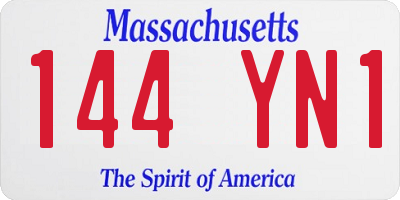 MA license plate 144YN1