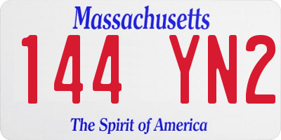 MA license plate 144YN2
