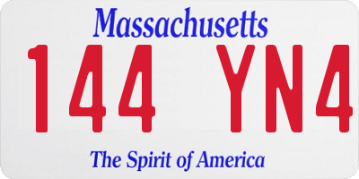 MA license plate 144YN4