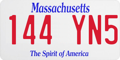 MA license plate 144YN5