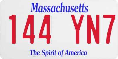 MA license plate 144YN7