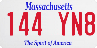 MA license plate 144YN8