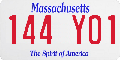 MA license plate 144YO1