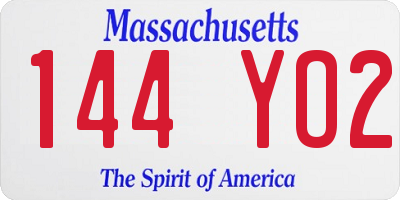 MA license plate 144YO2
