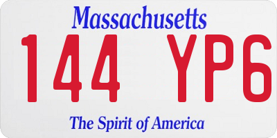 MA license plate 144YP6