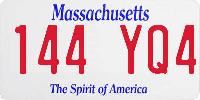 MA license plate 144YQ4