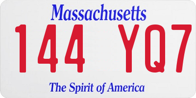 MA license plate 144YQ7