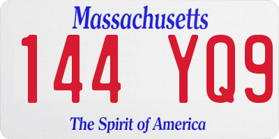 MA license plate 144YQ9