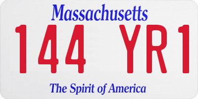 MA license plate 144YR1