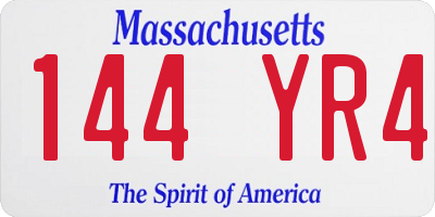 MA license plate 144YR4