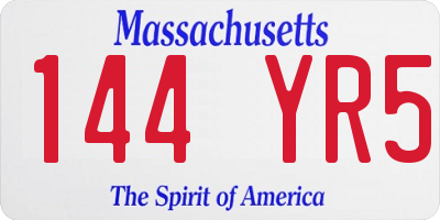 MA license plate 144YR5