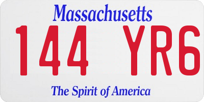 MA license plate 144YR6