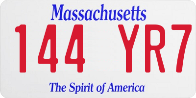 MA license plate 144YR7