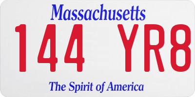MA license plate 144YR8