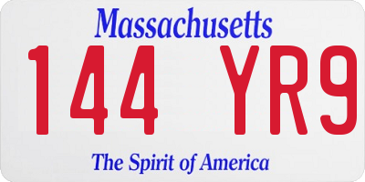 MA license plate 144YR9