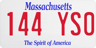 MA license plate 144YS0