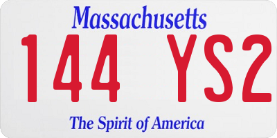 MA license plate 144YS2
