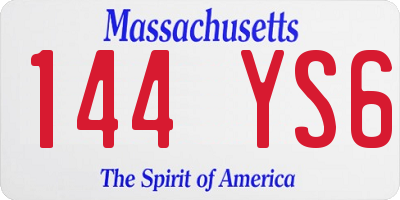 MA license plate 144YS6