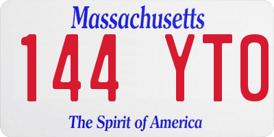 MA license plate 144YT0