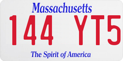 MA license plate 144YT5