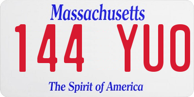 MA license plate 144YU0