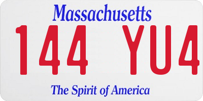 MA license plate 144YU4