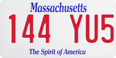 MA license plate 144YU5