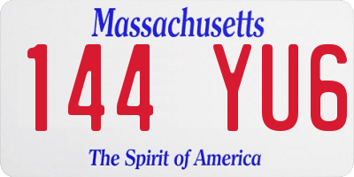 MA license plate 144YU6