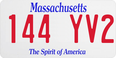 MA license plate 144YV2
