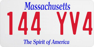 MA license plate 144YV4