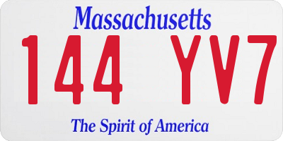 MA license plate 144YV7