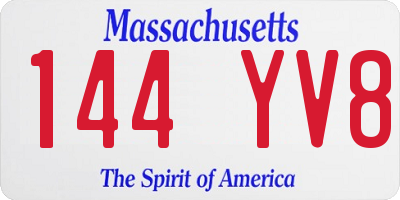 MA license plate 144YV8