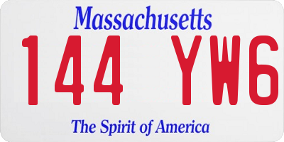 MA license plate 144YW6