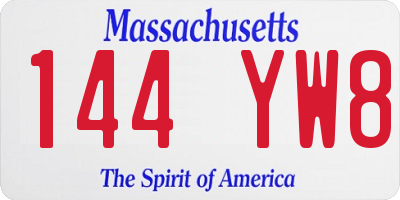MA license plate 144YW8