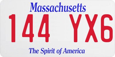 MA license plate 144YX6