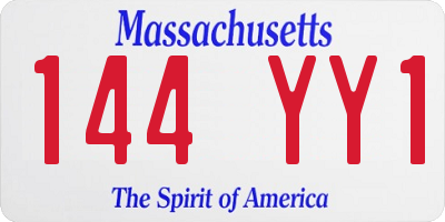 MA license plate 144YY1