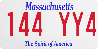MA license plate 144YY4