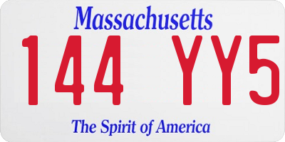 MA license plate 144YY5