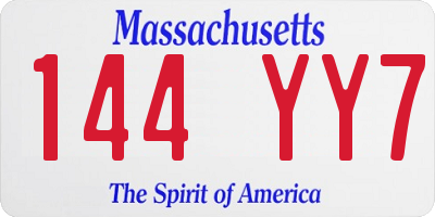 MA license plate 144YY7